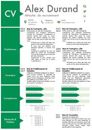 Cv Vert Avec Des Pictogrammes Et Des Compartiments Pour Structurer Les Experiences Beau Cv A Telecharger Sur Moncvdegra Lettre De Motivation Modele Cv Beau Cv