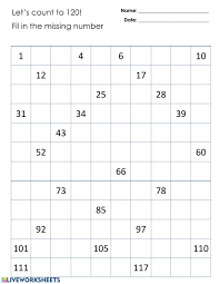For more number worksheets, check out some of the ones below: Missin Numbers To 120 Worksheet