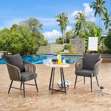 It is a weaving process. Brown Table Top Lokatse Home Outdoor 3 Piece Bistro Set Patio Wicker Modern Balcony Furniture Include 2 Chairs With Seat And Back Cushions And 1 Coffee Patio Furniture Accessories Patio Lawn