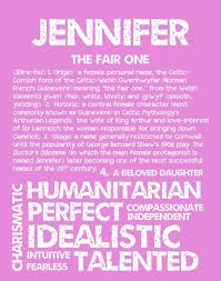 Jennifer Personalized Name Print Typography Print By Ohbabynames Names With Meaning Numerology Names