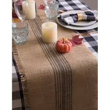 Dii Mineral Middle Stripe Burlap Table Runner 72 X 14 100 Cotton Walmart Com Table Runners Striped Table Runner Printed Table Runner