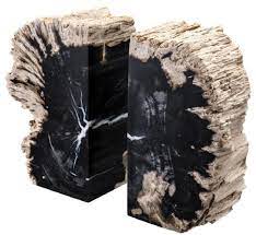 Black petrified wood standard size and large size slabs. Casa Padrino Luxury Bookend Set Of Petrified Wood Black Natural 11 X 8 X H 20 Cm Luxury Collection