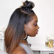 Image Result For Half Up Half Down Hairstyles African American Natural Hair Bun Styles Natural Hair Styles Shoulder Hair