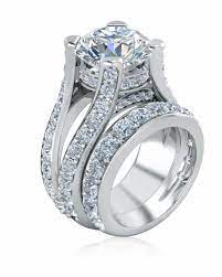 4 Carat Round Lab Created Cubic Zirconia Engagement Ring And Matching Band By Ziamond Split Shank Wedding Set Cubic Zirconia Engagement Rings Wedding Band Sets