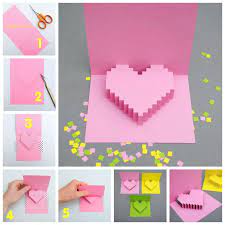 Make a personalized card for any occasion. Creative Ideas Diy Pixel Heart Popup Card