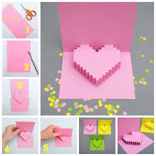 Make a logo for your professional business card, at no additional cost. Creative Ideas Diy Pixel Heart Popup Card