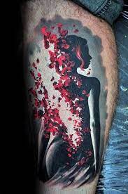 Adding red to large statement pieces, like portraits or figures, isn't a bad idea. 60 Red And Black Tattoos For Men Manly Design Ideas