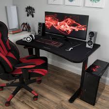 Respawn Gaming Table With Gaming Mouse Pad Gaming Computer Desk 48 Black In 2020 Gaming Computer Desk Room Setup Gamer Room