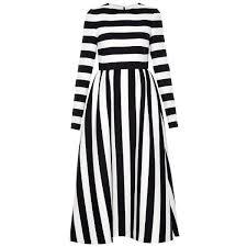 Valentino Stripe Print Crepe Dress 11 790 Ron Liked On Polyvore Featuring Dresses Black White Striped Dress Long Striped Dress Black White Striped Dress