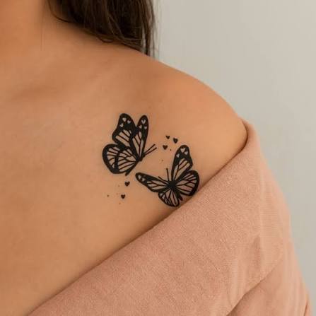 Two butterflies in love Tattoo | Temporalis