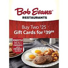 According to research conducted by bob evans restaurants, the average american spends seven hours prepping a thanksgiving meal from scratch . 25 Bob Evans Restaurants Gift Card 2 Pk Bjs Wholesale Club