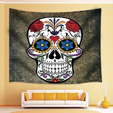 Sugar skull artwork sugar skull painting sugar skull decor. 3d Sugar Skull Tapestry Wall Art Hanging For Bedroom Living Room Dorm 71 X 60 Inches Wall Blankets Buy Online In Aruba At Aruba Desertcart Com Productid 45352940