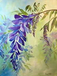 Wisteria Painting Floral Art Flower Painting Mothers Day Etsy Flower Painting Canvas Nature Canvas Painting Flower Painting