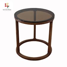 Holly & martin anwick 29.5 round coastal glass top coffee table in natural. Coffee Shop Furniture Small Round Wooden Base Glass Top Side Table China Wooden Side Table Glass Side Table Made In China Com