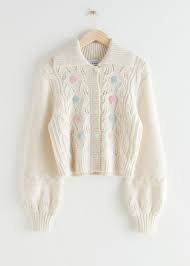 299 free cables knitting patterns. Floral Embroidery Cable Knit Alpaca Cardigan Endource