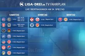 Diese seite zeigt die detaillierte tabelle eines wettbewerbs. 3 Liga Im Fernsehen Die Livespiele Am 34 Spieltag
