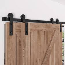 Zekoo 4 Ft 12 Ft Bypass Sliding Barn Door Hardware Kit Single Track Double Wooden Doors Use Flat Track Ro Barn Door Barnyard Door Bypass Barn Door Hardware