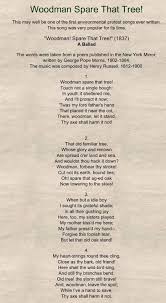 Woodman Spare That Tree Written By George Pope Morris Protest Songs Words Poems