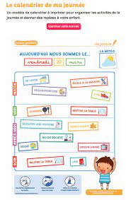 outil gratuit calendrier de la journee pour mieux s organiser et developper l autonomie des enfan activites prescolaire alphabet calendrier enfant ma journee
