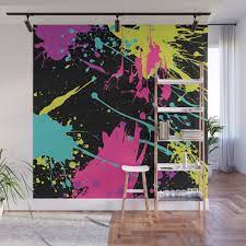 If you are doing a paint project and spill, splatter or drip onto another painted surface, clean up as much of the unwanted paint as possible using a clean rag dampened with water. Splatter Paint Black Wall Mural By Olaholahola Society6