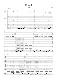 Song 2 – Blur Sheet Music and Tab for Guitar, Bass guitar, Drum group  (Mixed Quartet) | MuseScore.com