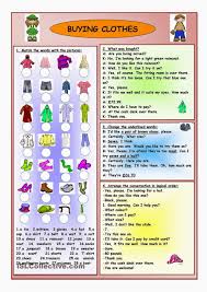 Buying Clothes English Worksheets For Kids English Teacher Learn English
