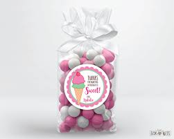 Ice Cream Birthday Stickers & Bags, Thank You for Making My Birthday so  Sweet Scallop, Personalized Birthday Favor Stickers, Clear Bags