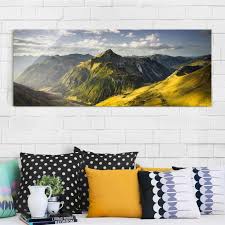Glasbild Berge Und Tal Der Lechtaler Alpen In Tirol Panorama Quer Glasbilder Bilderwelten Bilder
