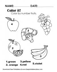 Coloring fruits and vegetables worksheets. Color Them Vegetables And Fruit By Numbers
