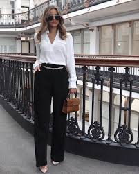 Black And White Semi Formal Attire For Ladies Nada Adelle ندى On Instagram Meetings On Weekends Lipsylondon Mylipsylook Elegant Outfit Elegant Outfit Classy White Shirt Outfits