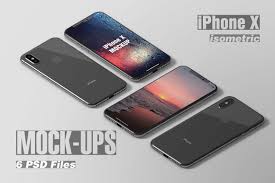 Iphone x in hand mockup. Isometric Iphone X Mockups In Device Mockups On Yellow Images Creative Store