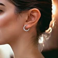 Hot front facing hoops Free Shipping Ava Front Facing Diamond Hoops 14K  Gold Boston MA M. Flynn