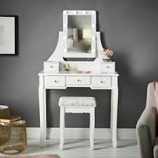 Modern, traditional, eclectic, rustic, glam, farmhouse, country White Makeup Vanity Dressing Table Hollywood Bulbs Mirror Drawers Stool Set 5060635720082 Ebay