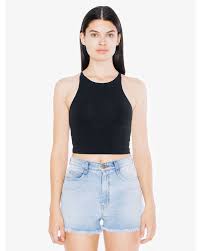 American Apparel 8369w Ladies Cotton Spandex Sleeveless Crop Top