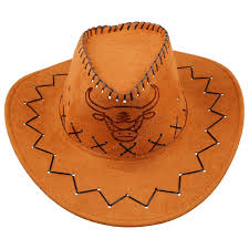 Details About Men Flannel Strap Winding Cow Head Pattern Faux Suede Cowboy Hat Brown Y4t2