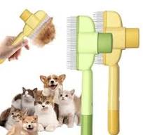 2025 Upgraded Pet Hair Removal Comb - One-Click Self Cleaning Cat & Dog  Brush With Release Button (Yellow) Cat Brush With Release Button