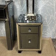 So stylish in its simplicity. Arctic Noir Smoked Glass Black Mirrored 2 Drawer Bedside Cabinet Table Picture Perfect Home