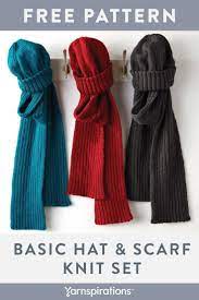 Free Knit Scarf And Hat Pattern The Ideal Pattern For Beginners This Complete Mens Knitted Scarf Hat And Scarf Sets Beginner Knit Scarf