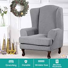 Buy fashion conference chairs online. Buy Turquoize Stretch Wing Chair Slipcover Wingback Armchair Chair Sofa Cover Furniture Protector 2 Piece With Elastic Bottom Anti Slip Foam Kids Jacquard Fabric Small Checks Wing Chair Dove Online In Indonesia B0871zh2q2