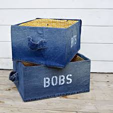 Simple Diy Storage Box Using Denim Ikea Pingla Hack Diy Toy Storage Denim Crafts Diy Diy Storage