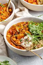 Turn up the heat, then add the stock, tomatoes and chickpeas, plus a good grind of black pepper. Moroccan Chickpea Stew Slow Cooker Recipe Simply Quinoa