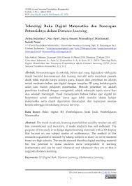Anda bisa mendowload tanpa batas koleksi ribuan contoh skripsi, tesis dan disertasi yang sudah jadi. Pdf Teknologi Buku Digital Matematika Dan Penerapan Potensialnya Dalam Distance Learning