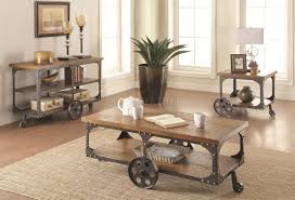 Coaster occasional table sets coffee and end table set w. 701128 Coffee Table 3pc Set In Rustic Brown By Coaster W Options