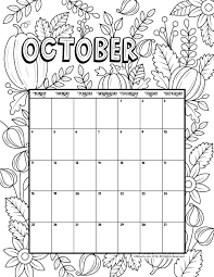 What are the days celebrated in october? October 2020 Coloring Calendar Woo Jr Kids Activities