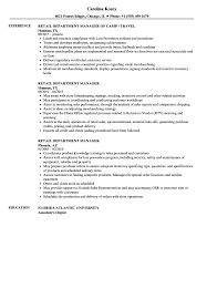 retail department manager resume