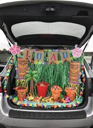 Luau Themed Trunk Or Treat Using Items Mostly From Dollar Tree Trunk Or Treat Truck Or Treat Luau Theme