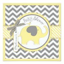 Yellow Elephant And Chevron Print Baby Shower Invitation Zazzle Com Baby Shower Cards Printed Baby Shower Baby Shower Invitations For Boys