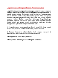 Usaha apa saja yang dapat dilakukan untuk mengatasi dampak pembakaran bensin? Langkah Mengatasi
