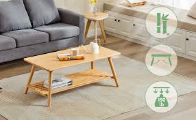 Separate shelf for magazines, etc. Amazon Com Nnewvante Coffee Table Foldable Bamboo Cocktail Table Tv Stand With Open Storage Shelf Center Table For Living Room Furniture Rv No Assembly Home Kitchen