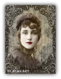 Vintage style art - Victorian - showgirl 1900 - 1920s Portrait - Silent  Movie - Art Deco - Interior Design - Home Decor - Painting